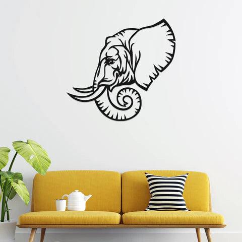 3D Look Elephant Face Metal Wall Art - Decor Mantra 