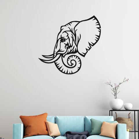 3D Look Elephant Face Metal Wall Art - Decor Mantra 