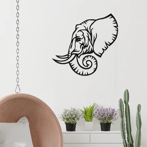 3D Look Elephant Face Metal Wall Art - Decor Mantra 