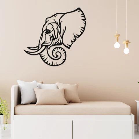 3D Look Elephant Face Metal Wall Art - Decor Mantra 
