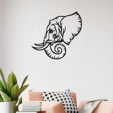 3D Look Elephant Face Metal Wall Art - Decor Mantra 
