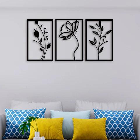 3 Piece Flower Set Metal Wall Art - Decor Mantra 