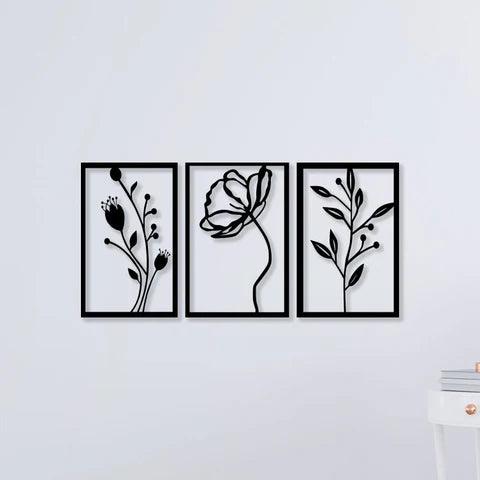 3 Piece Flower Set Metal Wall Art - Decor Mantra 