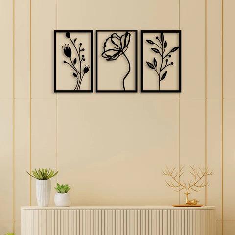 3 Piece Flower Set Metal Wall Art - Decor Mantra 