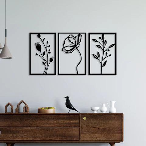 3 Piece Flower Set Metal Wall Art - Decor Mantra 