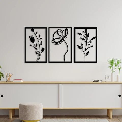 3 Piece Flower Set Metal Wall Art - Decor Mantra 