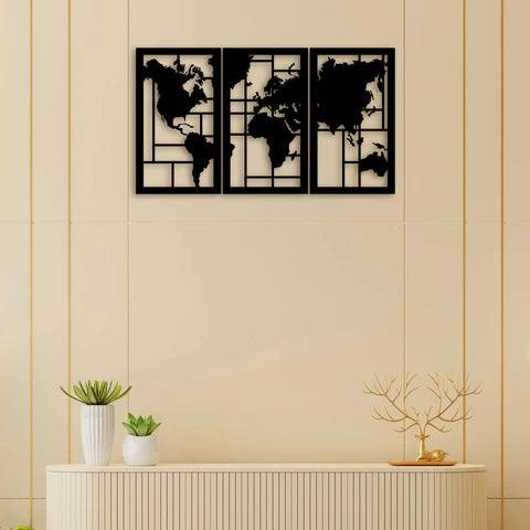 3 Piece Map Metal Wall Art - Decor Mantra 