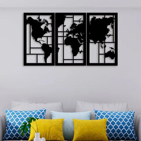 3 Piece Map Metal Wall Art - Decor Mantra 