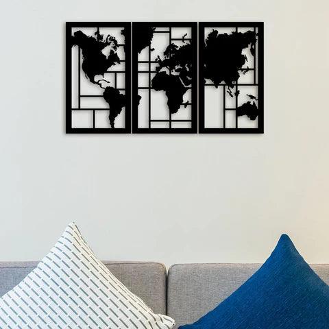 3 Piece Map Metal Wall Art - Decor Mantra 