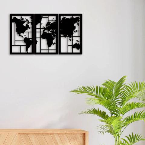 3 Piece Map Metal Wall Art - Decor Mantra 