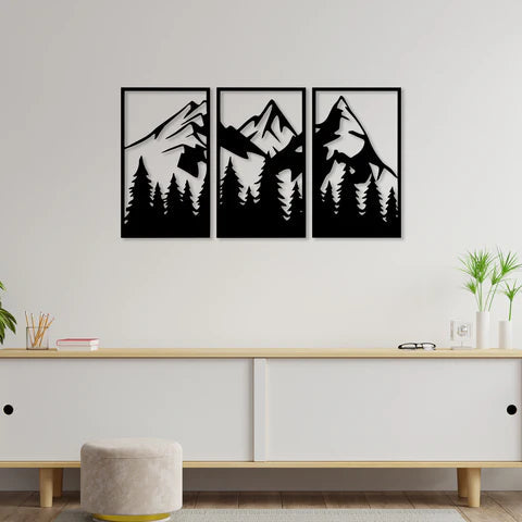 3 Piece Mountain Metal Wall Art Decor Mantra