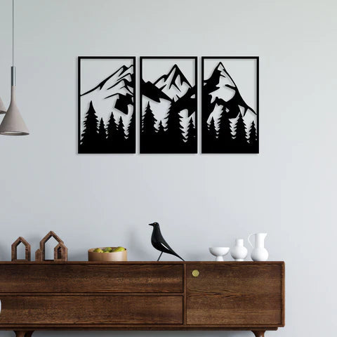 3 Piece Mountain Metal Wall Art Decor Mantra
