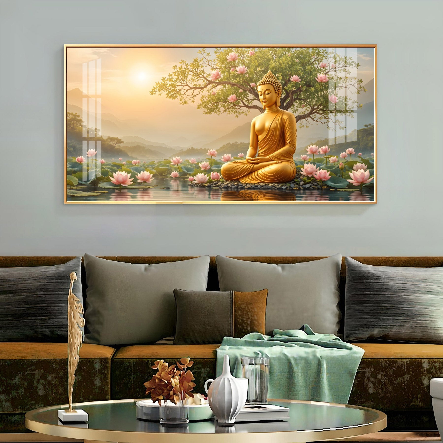 Buddha In Vibrance Light Glass Finish Horizontal Wall Art