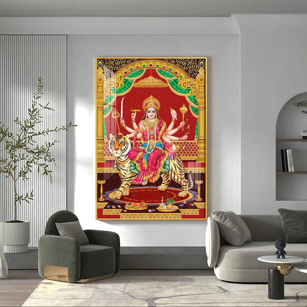 Divine Resonance Of Maa Durga Premium Acrylic Vertical Wall Art
