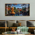 Buddha Statue In Historic Glass Finish Horizontal Wall Art