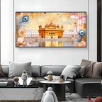 Golden Temple Glass Finish Horizontal Wall Art