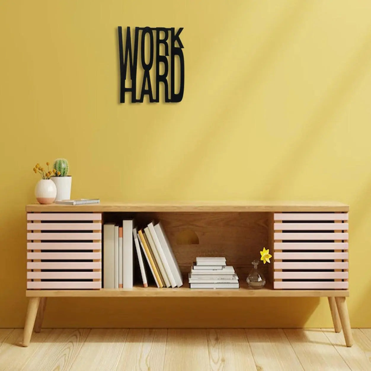 Wooden Work Hard Wall Art Panel Frame - Decor Mantra 