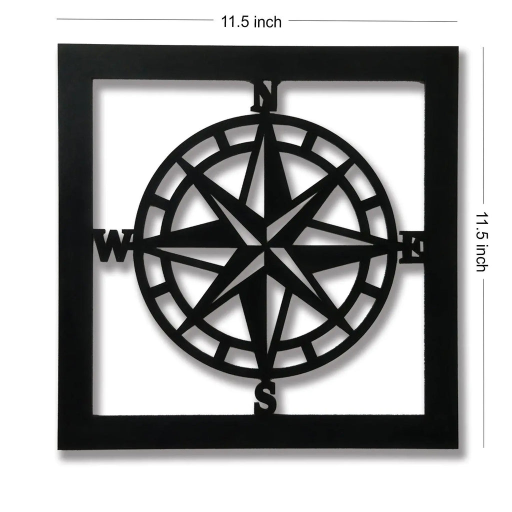 Black Wooden Nautical Compass Wall Décor - Decor Mantra 