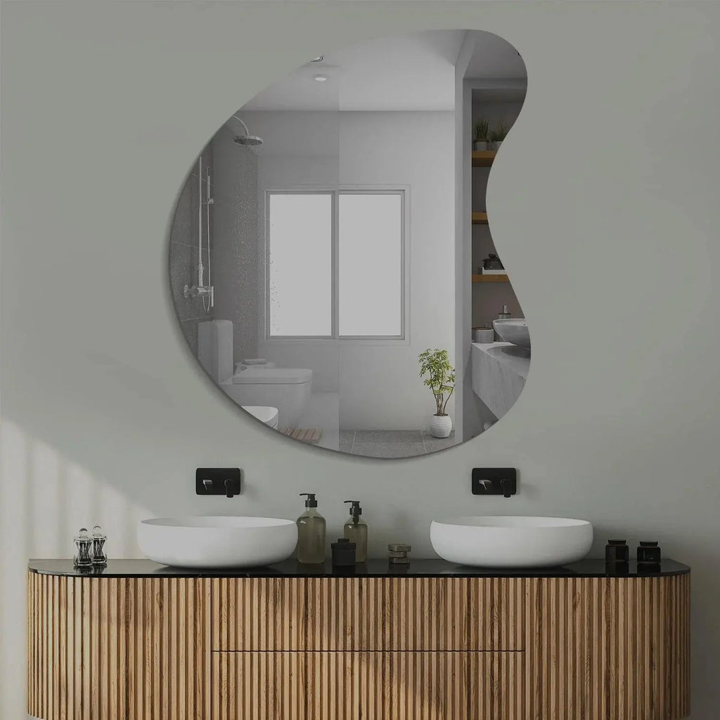 Designer Organic Shaped Wall Mirror with LED Light - Decor Mantra 