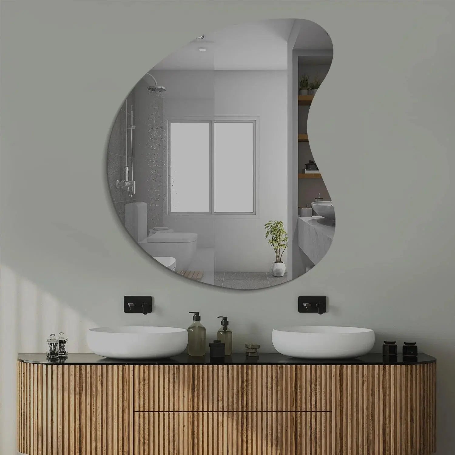 Designer Organic Shaped Wall Mirror with LED Light - Decor Mantra 