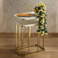 Tehran Rectangle Iron Stand Side Marble Table Set of 2 - Decor Mantra 