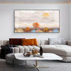 Tree With Mountains Glass Finish Horizontal Wall Art