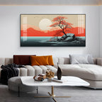 Sunrise In Red Mountain Glass Finish Horizontal Wall Art