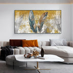 Feather HCmony Glass Finish Horizontal Wall Art