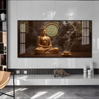 Buddha In Peace Glass Finish Horizontal Wall Art