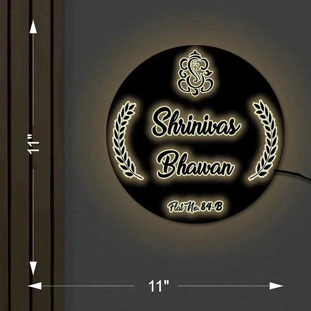 Round Light Name Plate - Decor Mantra 