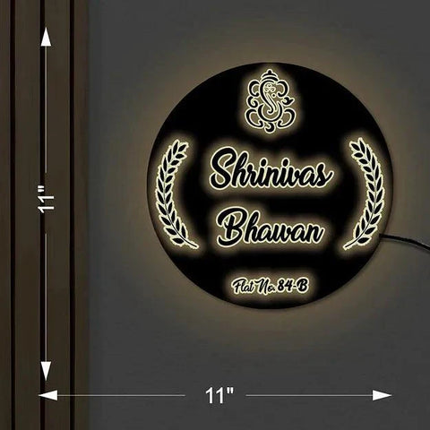 Round Light Name Plate - Decor Mantra 
