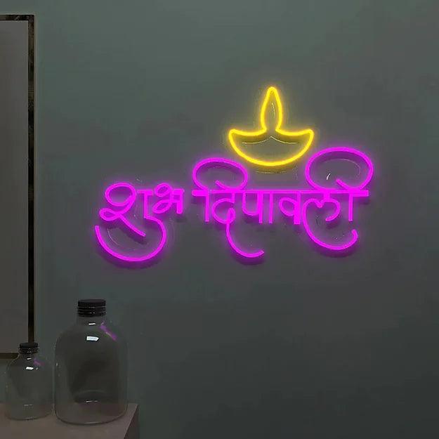 Shubh Deepawali Neon Led Light - Decor Mantra 