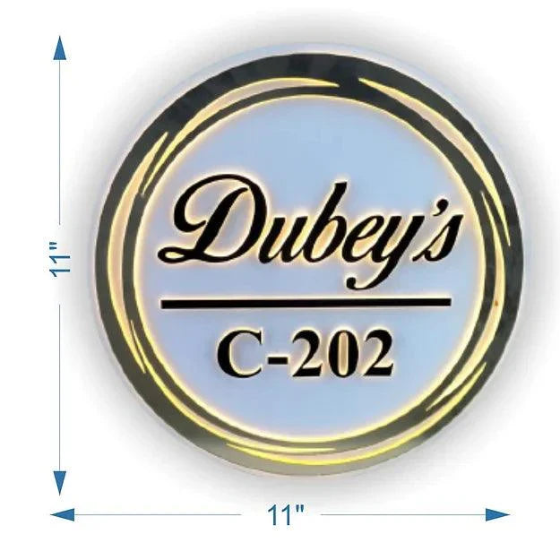 Round Light Name Plate - Decor Mantra 