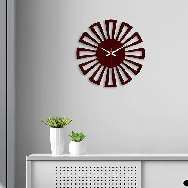 Cart Wheel Shape Designer Wooden Wall Clock - Decor Mantra 