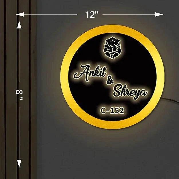 Round Light Name Plate - Decor Mantra 