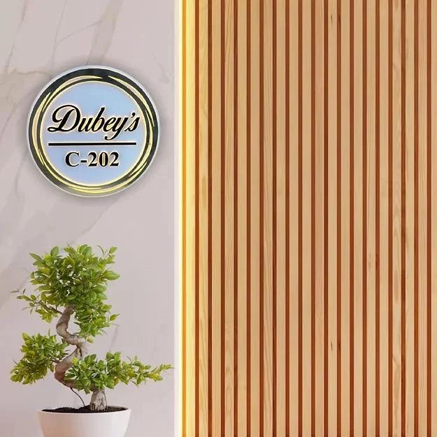 Round Light Name Plate - Decor Mantra 
