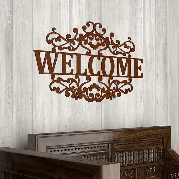 Wooden Finish Welcome Wall Hanging - Decor Mantra 