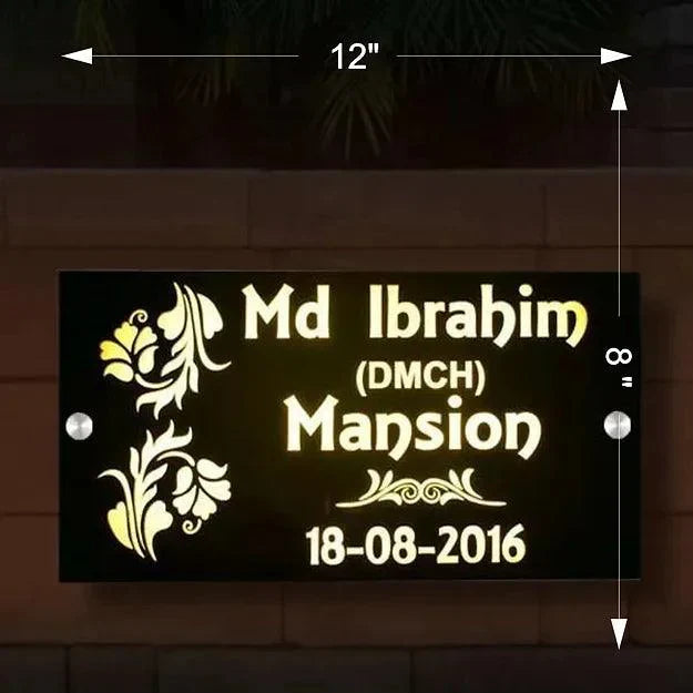 Rectangle Light Name Plate - Decor Mantra 