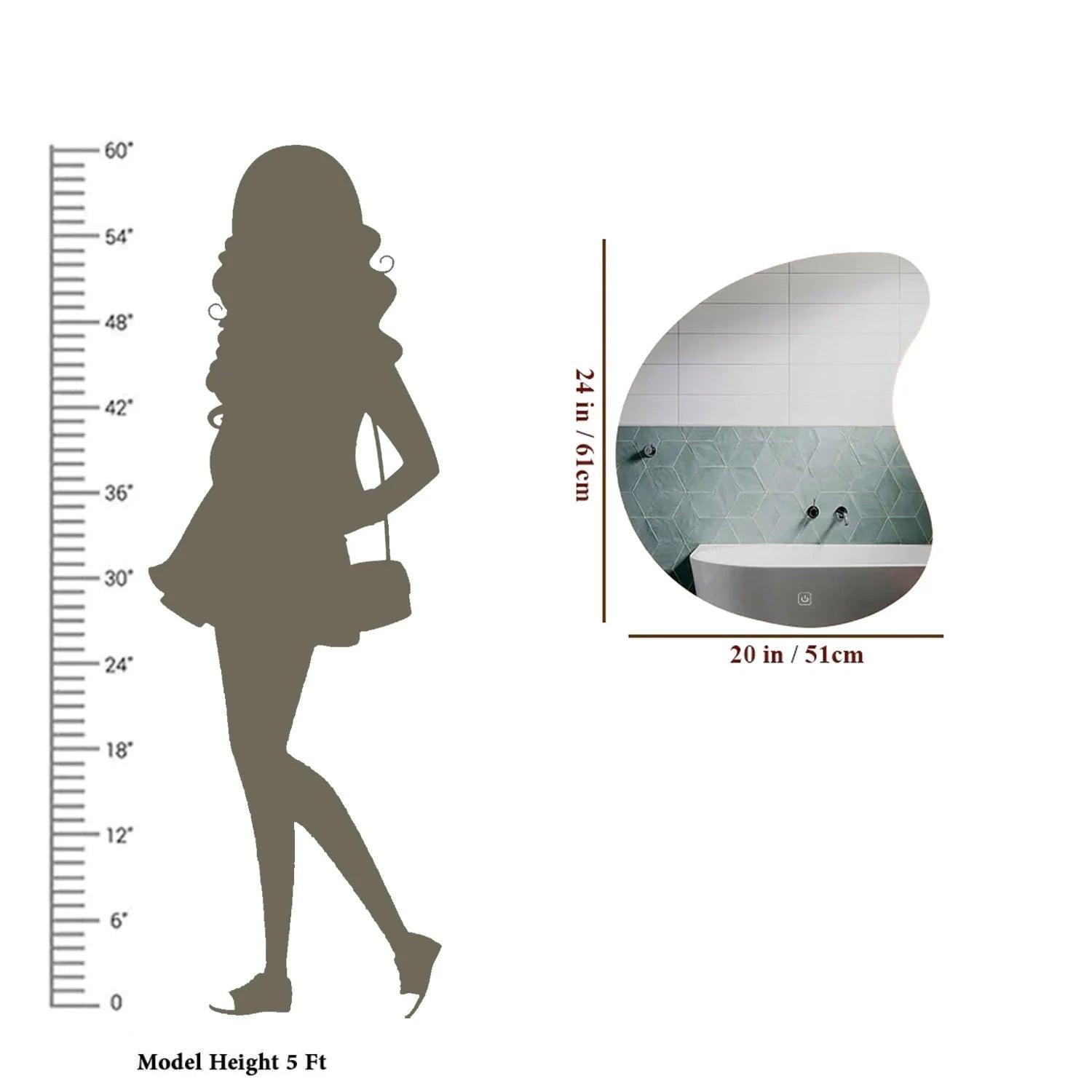 Designer Organic Shaped Wall Mirror with LED Light - Decor Mantra 