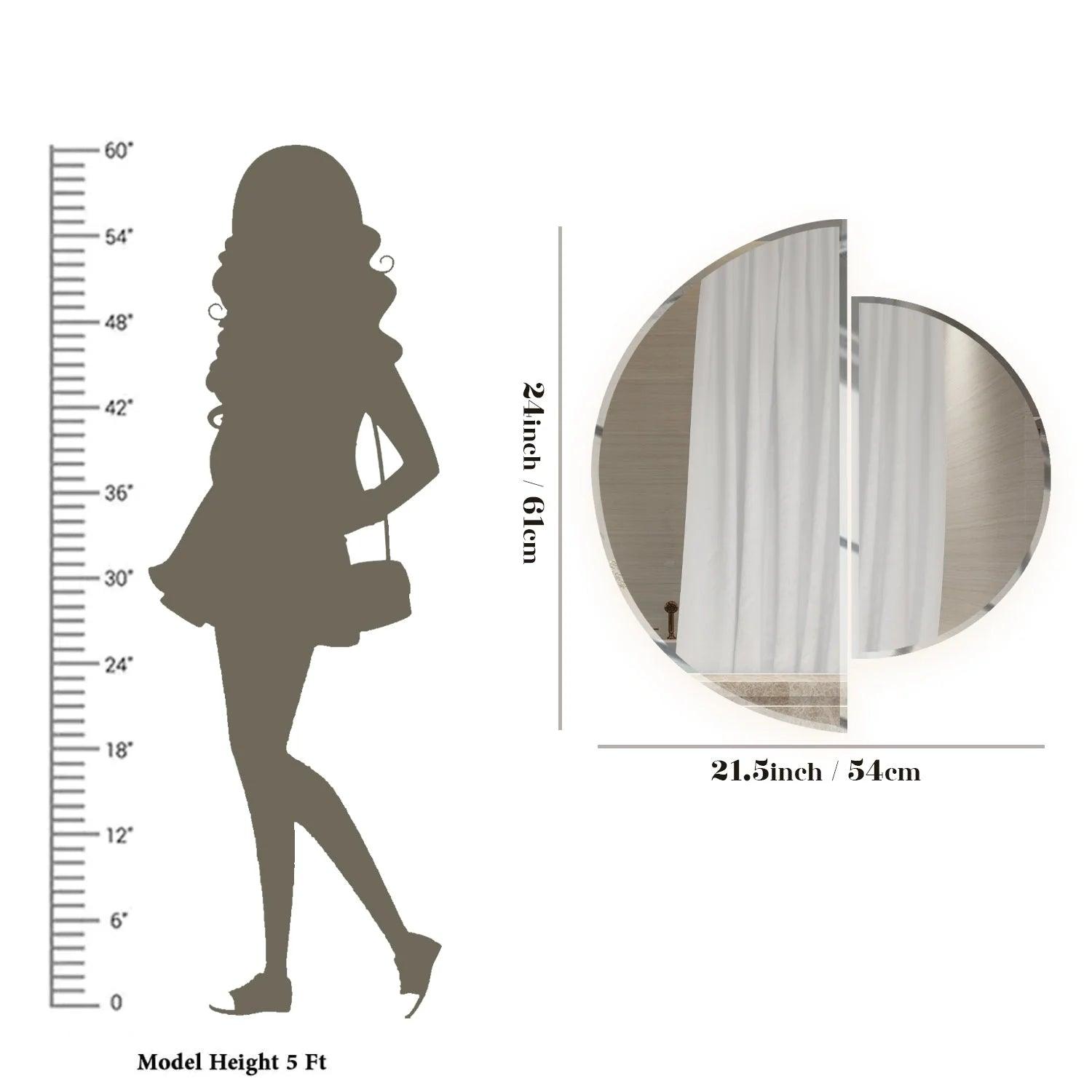 Scandinavian Frameless Beveled Semi Circle Mirror - Decor Mantra 