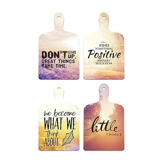 Positive Things Designer Wooden Wall Hanger for Home Decor | Office | Bedroom | Wall Decoration for Living Room | Decorative Item for Home | Modern Artworks (WH_5614N, Set of 4) - Decor Mantra 