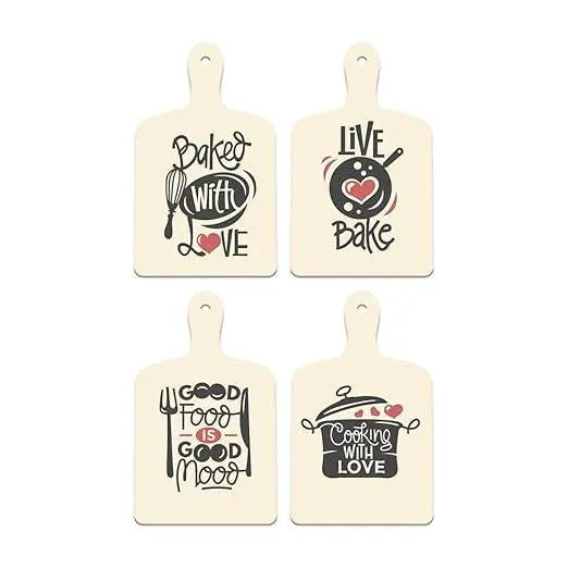Cooking Quotes Designer Wooden Wall Hanging for Home Decor | Gifts | Wall Decoration Items for Kitchen | Decorative Items for Home | Artworks Wall Hangings(WH_5610N) Set of 4 - Decor Mantra 