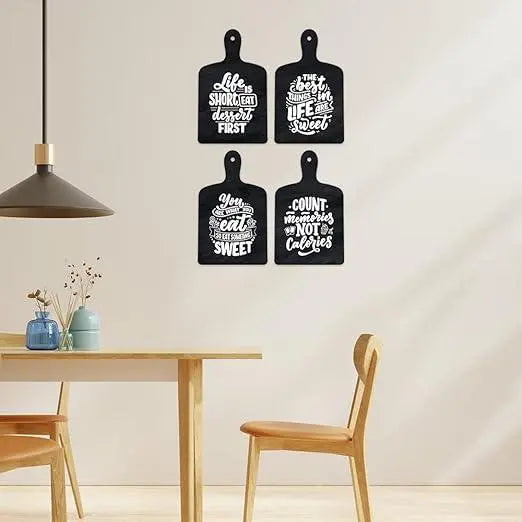Cooking Quotes Designer Wooden Wall Hanging for Home Decor | Gifts | Wall Decoration Items for Kitchen | Decorative Items for Home | Artworks Wall Hangings(WH_5606N) Set of 4 - Decor Mantra 