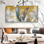 Feather HCmony Glass Finish Horizontal Wall Art