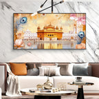 Golden Temple Glass Finish Horizontal Wall Art