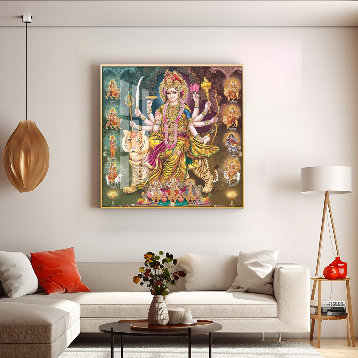 Goddess Durga Grace Premium Acrylic Square Wall Art