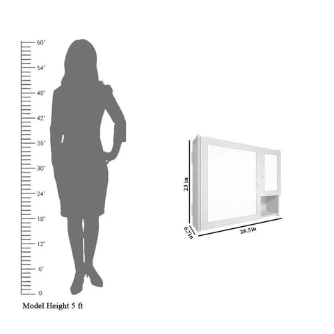 Sturdy Premium Wooden Bathroom Storage Cabinet with Mirrors & 5 Spacious Shelves with White Finish - Decor Mantra 