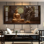 Buddha In Peace Glass Finish Horizontal Wall Art
