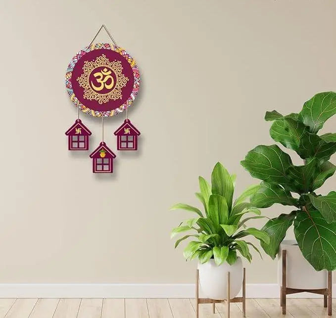OM Mantra Wooden Wall Hanging Ornaments Decorative Items for Home | Gifts | Religious Wood Hanger | Mdf Decoration for Living Room | Artworks | Modern Decor Item (WH_7205N) - Decor Mantra 