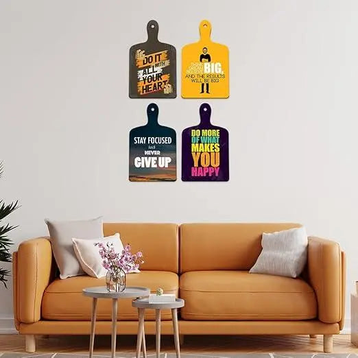 Motivational Quotes Designer Wood Wall Hangers For Home Decor, Office, Wooden Artworks Hangings (Wh_5619Nn, Set of 4) - Decor Mantra 
